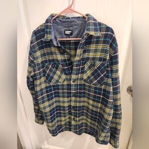 Mens Lands End size large plaid 100% cotton button down shirt